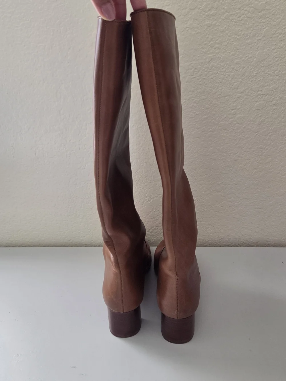 Loeffler Randall Gia Leather Tall Block Heel Boots Size 8